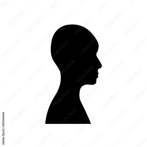 Side View Silhouette Of A Bald Gender Neutral Head Stock Vector Adobe Stock