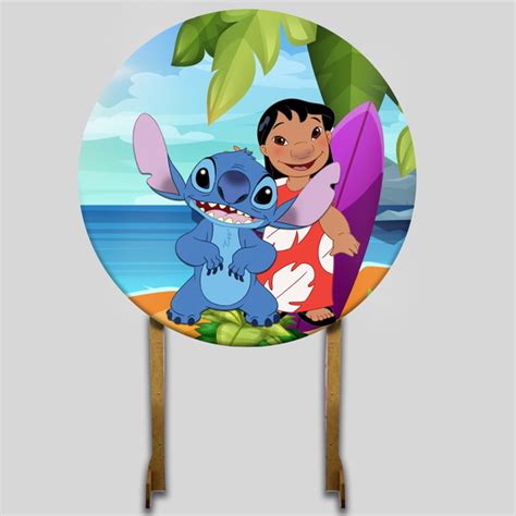 Painel Festa Lilo Stitch Redondo X M Sublimado Tecido Elo