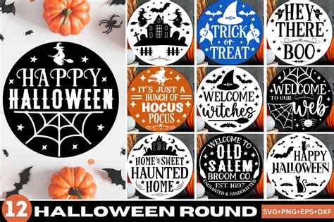 Halloween Round Sign Svg Bundle Graphic By CraftSVG Creative Fabrica