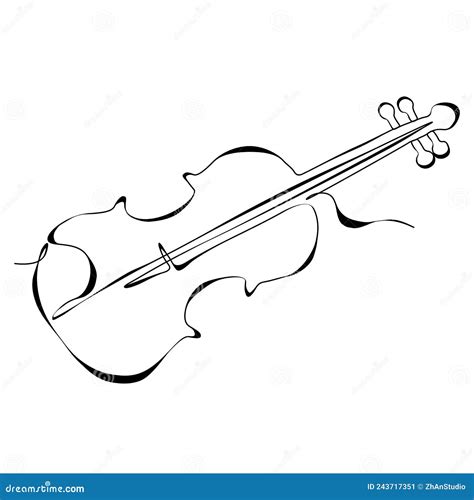 Violin Continuous One Line Drawing Minimalism Design On White