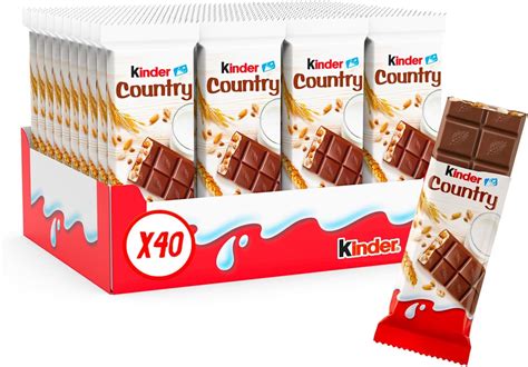 Kinder Country Barre Céréalière Enrobée De Chocolat Au Lait Avec Un Cœur Au Lait Fondant Et