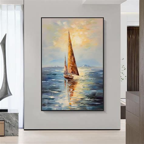 Large Sailboat Abstract Oil Painting,nautical Oil Painting on Canvas ...