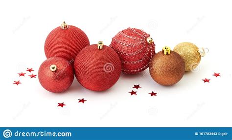 Christmas Baubles Isolated On White Stock Image Image Of Decorating