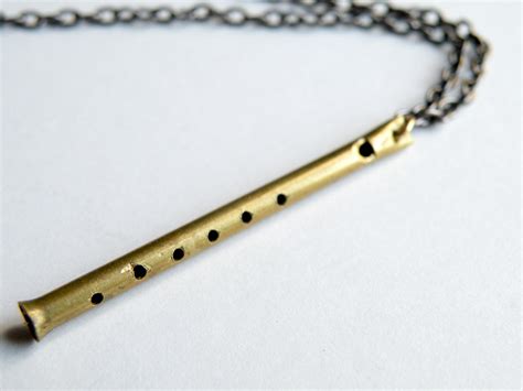 Pied Piper flute Necklace, handmade in brass