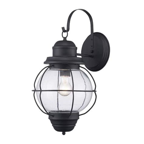 Bel Air Lighting Catalina 19 In 1 Light Black Outdoor Wall Light Fixture With Seeded Glass