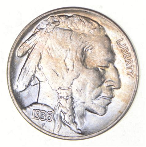 1936 S Indian Head Buffalo Nickel Toned Property Room