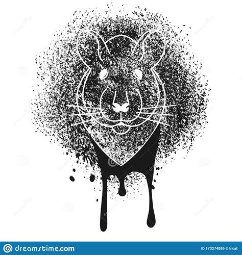 Head Of Rat Stencil Spray Paint On The Wall Graffiti Art Stylization