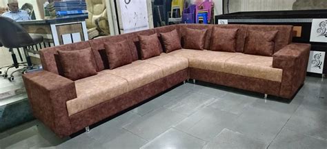 Velvet Seater Teak Wood L Shape Sofa Set At Rs Piece In