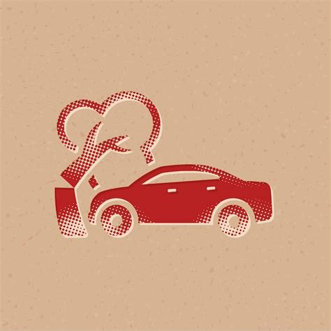 Icono De Estilo De Semitono De Accidente De Coche Con Ilustración De Vector De Fondo Grunge