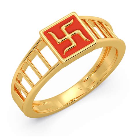 Shuktij Swastik Gold Mens Ring Candere By Kalyan Jewellers