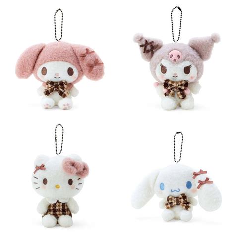 Sanrio Mocha Grid Series Plush Keychain Cute Kuromi Hello Kitty Melody