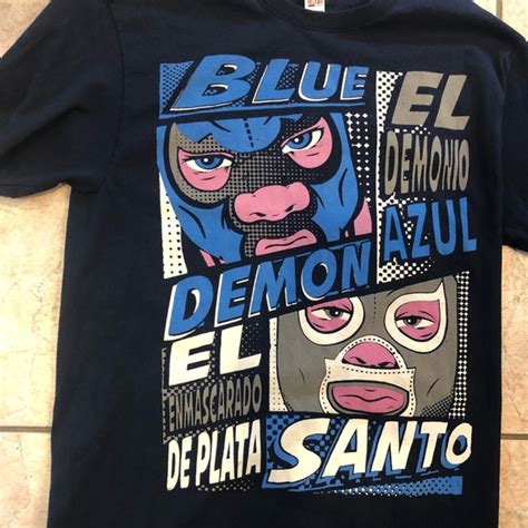 Comfort Shirts Blue Demon El Demonio Azul Wrestling Tshirt Adult S