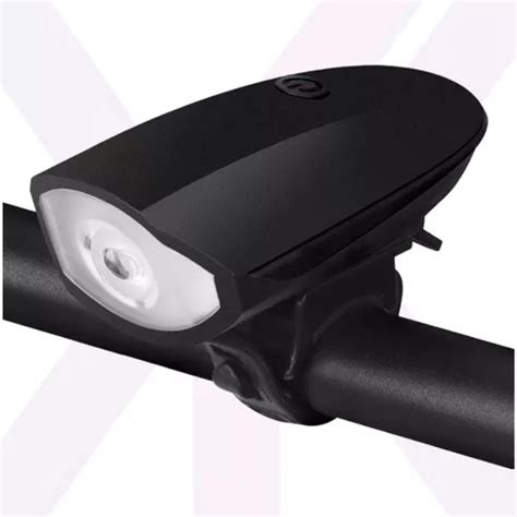 Farol Para Bicicleta Led Buzina Bike Recarregavel Usb Cor Preto