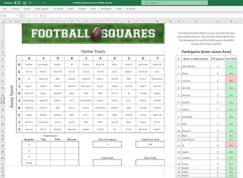 Football Pool Excel Template