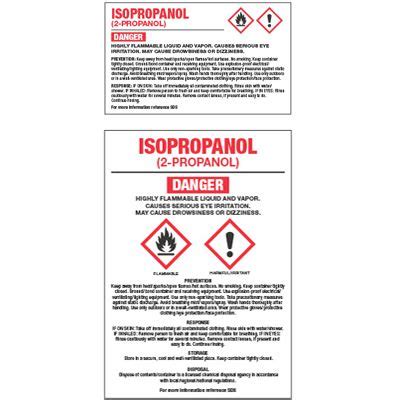 GHS Chemical Labels Isopropanol Seton Canada