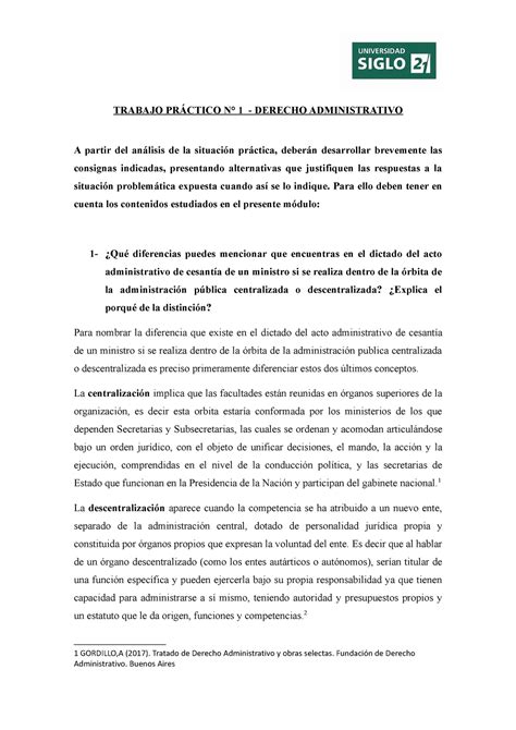 Tp Der Adm Trabajo Practico De Derecho Administrativo Trabajo