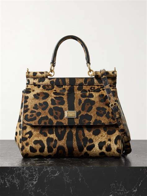 DOLCE GABBANA Kim Kardashian Sicily Leopard Print Leather Glossed