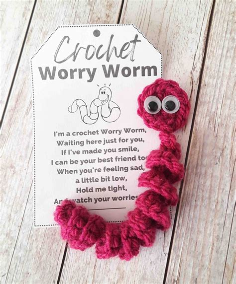 Worry Worm Crochet Pattern PDF + Printable Poem Tags/Labels/Cards ...