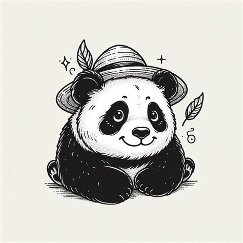 Hand Drawn Panda Outline Illustration Premium Ai Generated Image
