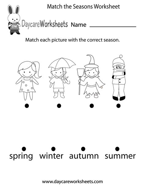 Free Preschool Match the Seasons Worksheet