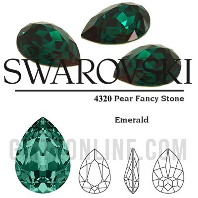 4320 Swarovski Crystal Emerald Green 14x10mm Pear Fancy Stones 6 Pieces