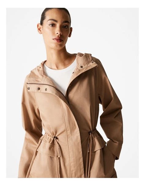 Trenery Stretch Cotton Twill Anorak Coat In Biscuit Myer