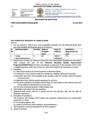 Fillable Online INVITATION FOR QUOTATION TEQIP II2015MNNITShopping60