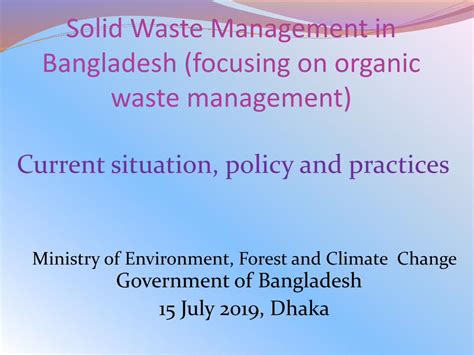 Pdf Solid Waste Management In Bangladesh Focusing On Organic