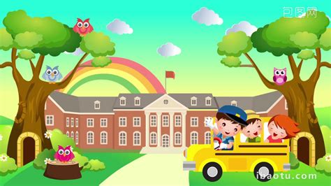 Cartoon School Bus Nursery Rhyme Background Video MP4 Template Free