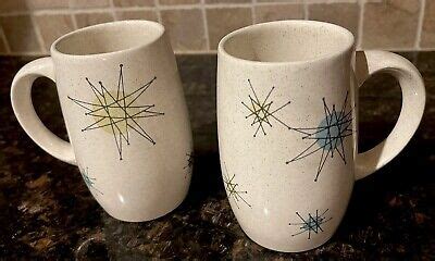 Vintage Franciscan Atomic Starburst Tall Grand Mugs Set Of Mint