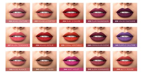 L Oreal Matte Lipstick Colors Chart