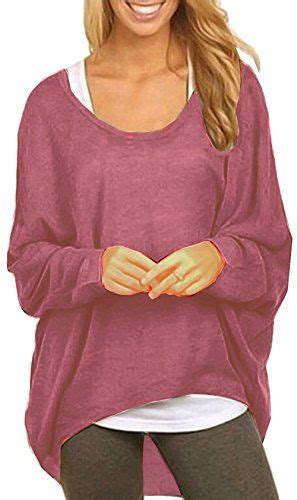 Uget Women S Casual Oversized Baggy Off Shoulder Shirts Batwing Sleeve