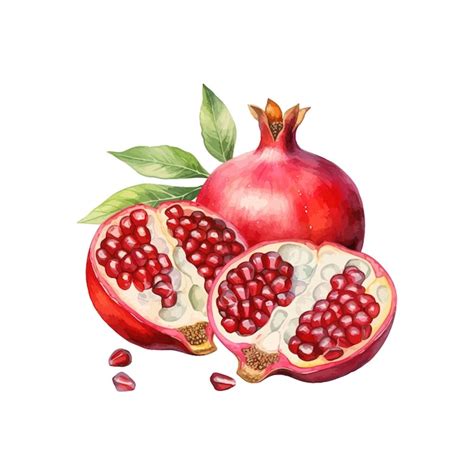 Premium Vector Watercolor Fruit Pomegranate Style Vector Illustration