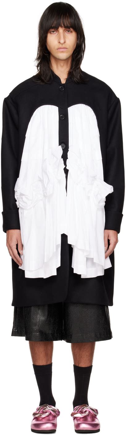 Simone Rocha SSENSE Canada Exclusive Black White Paneled Coat SSENSE