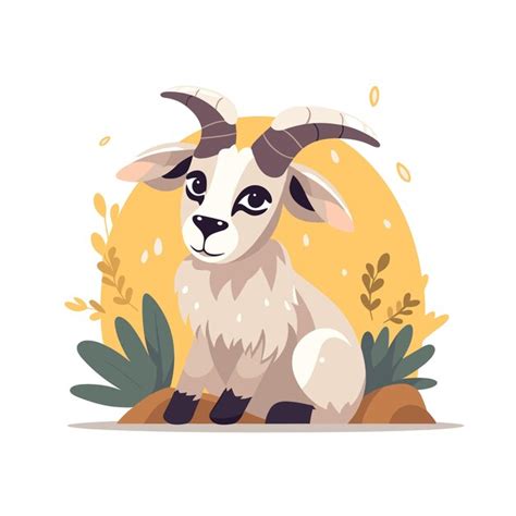 Premium Vector Happy Cartoon Goat Illustration