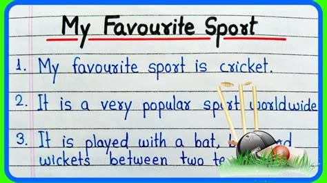 My Favourite Sport Cricket Essay In English Writing 10 Lines On My