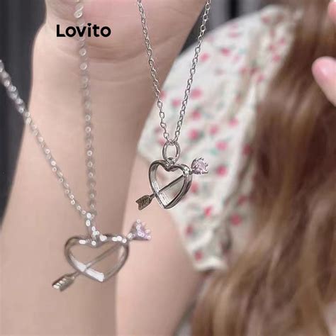 Lovito Women Casual Heartshape Heart Chain Exquisite Versatile Cupid