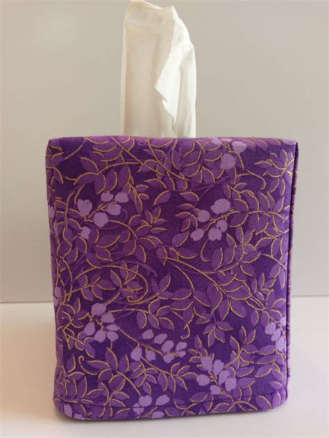 Tissue Box Cover Purple Flowers Tissue Box Cover Etsy