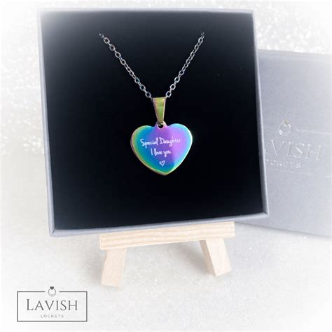 Rainbow Heart Necklace Personalised Jewellery Lavish Lockets