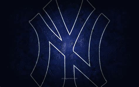 New York Yankees American Baseball Team Blue Stone Background New