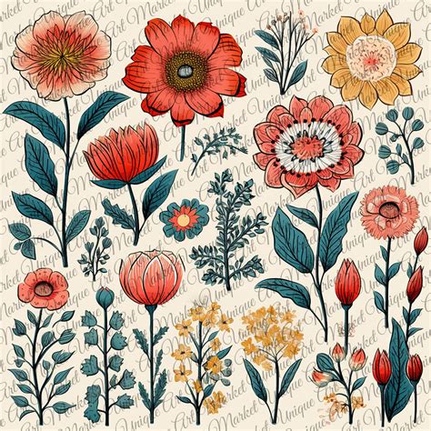 Vintage Printable Fussy Cuts Flowers Mega Pack V4 24 Digital Fussy Cut