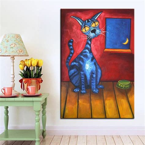 Blue Cat Painting at PaintingValley.com | Explore collection of Blue ...