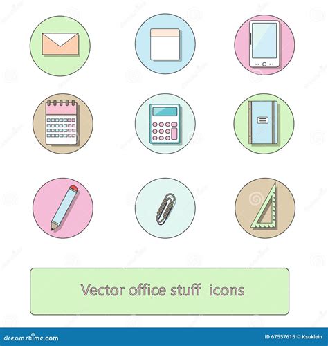 Stationary Icon Set Stock Vector Illustration Of Drawer