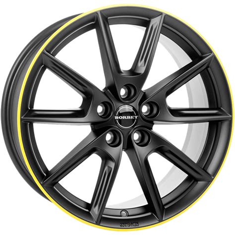 Lichtmetalen Velgen Borbet LX19 Black Matt Rim Yellow Oponeo Nl