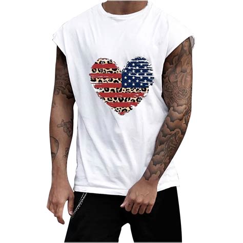 Vsssj Vest For Men Independence Day Loose Fit D Heart Shape Usa Flag