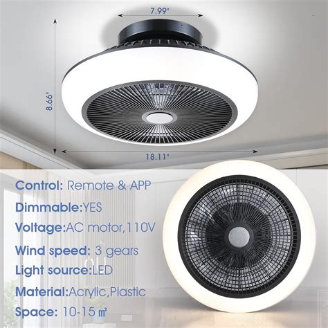 Madshne 18 Low Profile Flush Mount Ceiling Fans With Lights And Remote