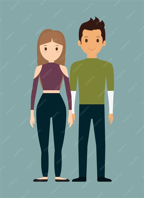 Premium Vector Romantic Heterosexual Young Couple Full Body Icon Image