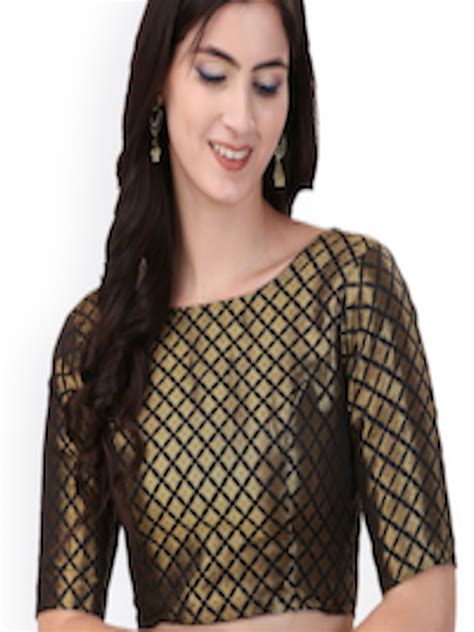 Buy Oomph Woven Design Boat Neck Jacquard Saree Blouse Saree Blouse