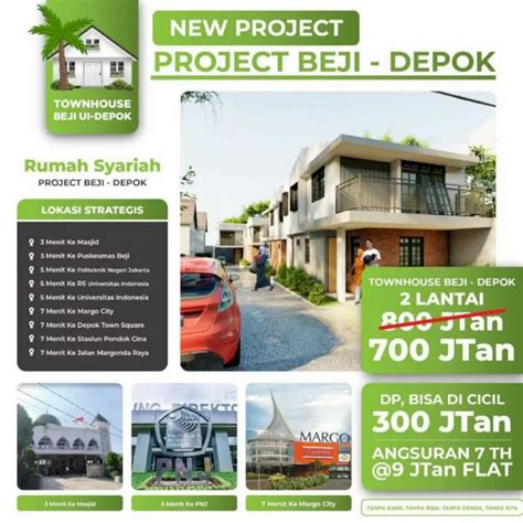 Townhouse Minimalis Modern Di Beji Depok Dekat Stasiun Terminal