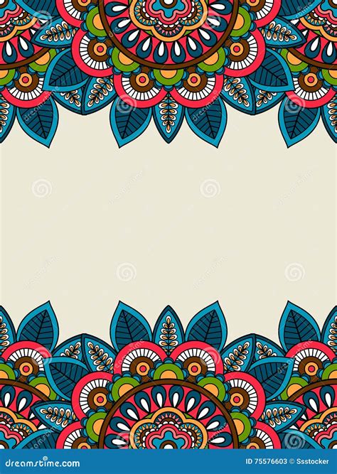 Indian Doodle Boho Floral Mehendi Mandalas Set Cartoon Vector